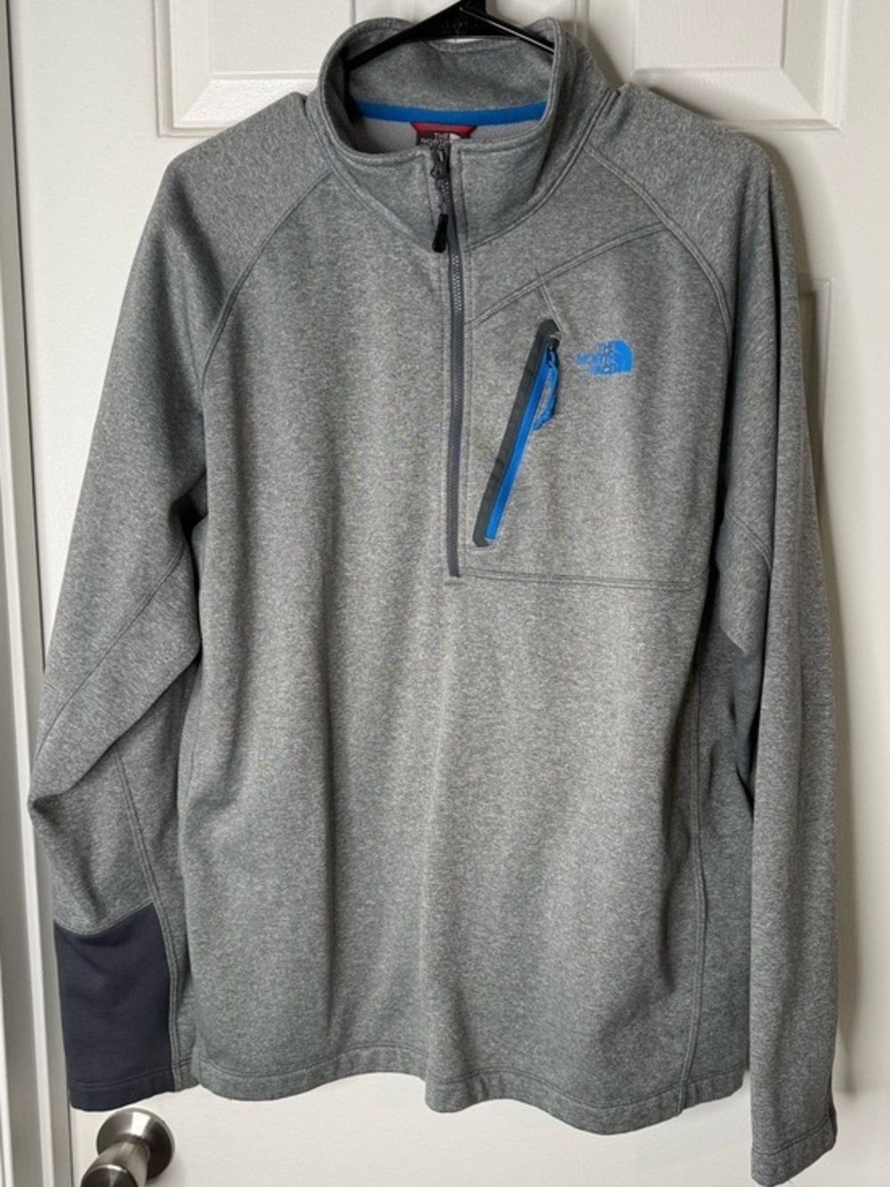 The North Face Gray Quarter-Zip Pullover with Blue Trim